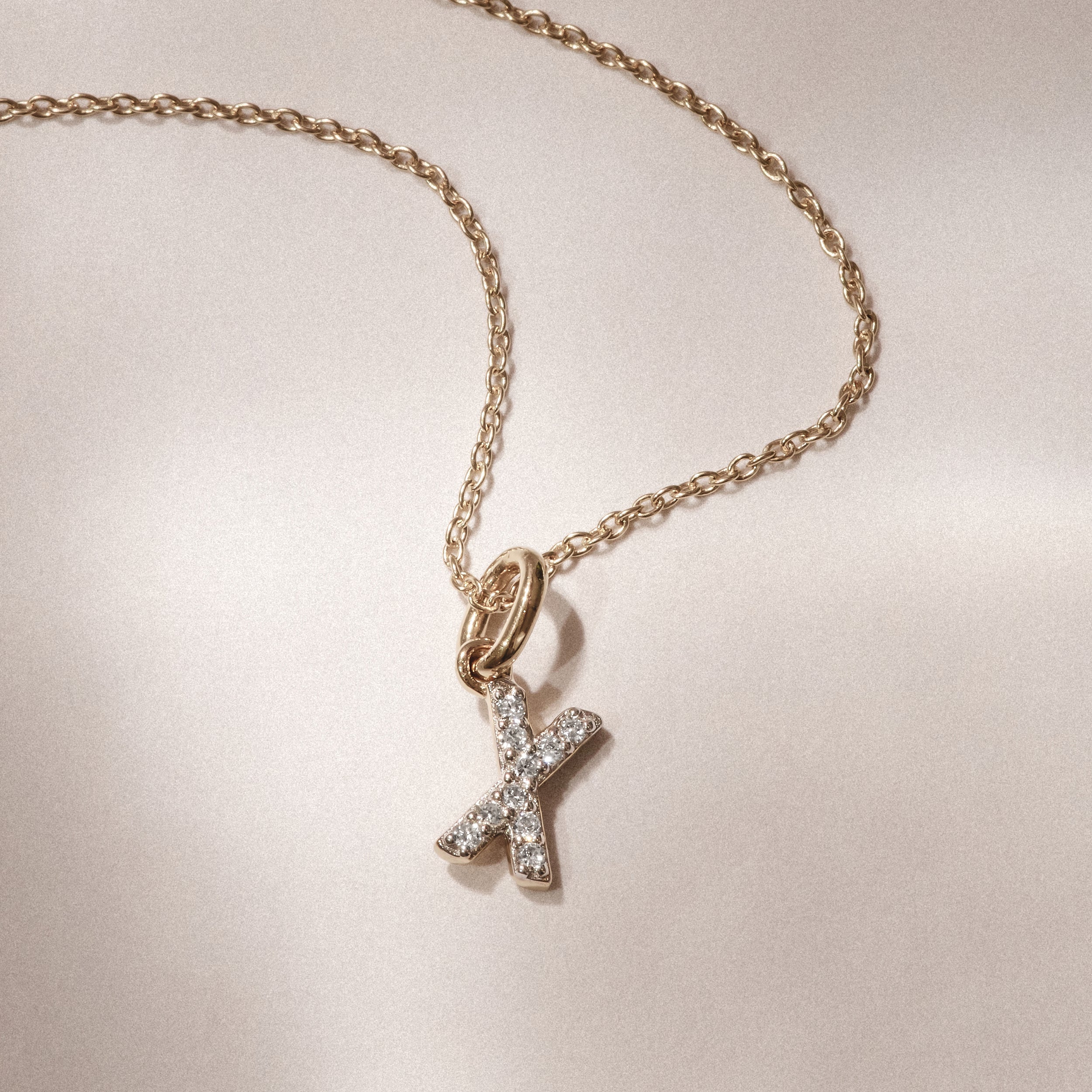 Love Letter Initial X Lab Diamond Necklace set in 18K Gold Vermeil